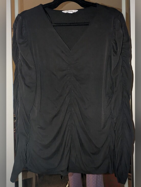 Nine West Dresses & Skirts - Nine West Black Long-Sleeve V-Neck Ruched Dress